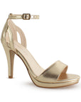 Zapatillas Oro Mujer Tacón Delgado Punta Abierta Casual Moda 2630095