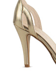 Zapatillas Oro Mujer Tacón Delgado Punta Abierta Casual Moda 2630095