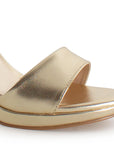 Zapatillas Oro Mujer Tacón Delgado Punta Abierta Casual Moda 2630095