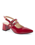 Zapatilla Rojo Mujer Casual Tacon Ancho Puntal Formal Moda 4220023