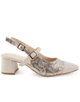 Zapatilla Beige Oro Puntal Dama Tacon Bajo Moda Casual Destalonada 4220025