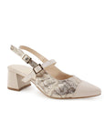 Zapatilla Beige Oro Puntal Dama Tacon Bajo Moda Casual Destalonada 4220025