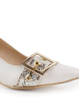 Zapatilla Beige Oro Tacon Ancho Bajo Casual Elegante Puntal Moda Mujer 4220034