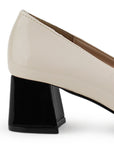 Zapatilla Beige Negro Tacon Ancho Bajo Casual Elegante Puntal Moda Mujer 4220036