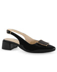 Zapatilla Negro Mujer Hebilla Destalonada Elegante Tacón Bajo Moda 4220045