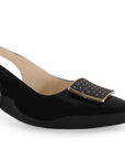 Zapatilla Negro Mujer Hebilla Destalonada Elegante Tacón Bajo Moda 4220045