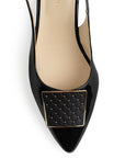 Zapatilla Negro Mujer Hebilla Destalonada Elegante Tacón Bajo Moda 4220045