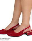 Zapatilla Rojo Mujer Tacon Bajo Puntal Moda Elegante Casual 4220061