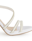 Zapatilla Blanco Mujer Tiras Cruzadas Pedreria Elegante Dama 4040399
