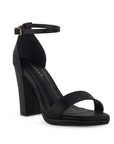 Zapatilla Negro Mujer Tacón Ancho Punta Abierta Dama Básico 4040410