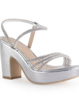 Zapatilla Plata Dama Elegante Brillos Tacón Descubierto Casual 4040642