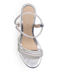 Zapatilla Plata Dama Elegante Brillos Tacón Descubierto Casual 4040642
