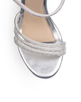 Zapatilla Plata Dama Elegante Brillos Tacón Descubierto Casual 4040642
