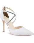 Zapatilla Blanco Stiletto Tacon Delgado Puntal Pulsera Brillos 4040660