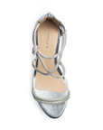 Zapatilla Plata Mujer Casual Pedreria Tacon Descubierto Elegante 4040689