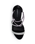 Zapatilla Negro Plata Mujer Casual Pedreria Tacon Descubierto Elegante 4040690