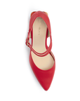 Zapatilla Rojo Punta Cerrada Dama Casual Tacon Doble Hebilla 4040694