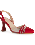 Zapatilla Rojo Mujer Stiletto Brillos Tacon Moda Transparencias 4040696