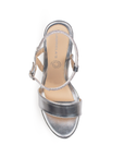 Zapatilla Plata Dama Brillos Tacon Alto Elegante Moda Mujer Formal 4040705