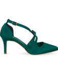 Zapatilla Verde Dama Tacon Delgado Moño Puntal Stiletto Moda Mujer 4040706