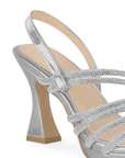 Zapatilla Plata Mujer Tiras Cruzadas Brillos Descubierta Tacon 4040712
