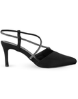 Zapatilla Negro Dama Puntal Tacon Delgado Bajo Brillos Moda Tiras 4040716
