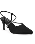 Zapatilla Negro Dama Puntal Tacon Delgado Bajo Brillos Moda Tiras 4040716