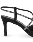 Zapatilla Negro Dama Puntal Tacon Delgado Bajo Brillos Moda Tiras 4040716