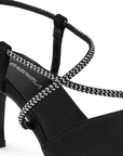Zapatilla Negro Dama Puntal Tacon Delgado Bajo Brillos Moda Tiras 4040716