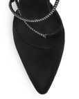 Zapatilla Negro Dama Puntal Tacon Delgado Bajo Brillos Moda Tiras 4040716