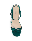 Zapatilla Verde Dama Brillos Elegante Tacon Cuadrado Formal Mujer 4040720