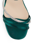 Zapatilla Verde Dama Brillos Elegante Tacon Cuadrado Formal Mujer 4040720