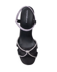 Zapatilla Negro Plata Dama Pedreria Tacon Elegante Fiesta Moda Brillos 4040726