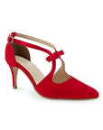 Zapatilla Rojo Dama Tacon Delgado Moño Puntal Stiletto Moda Mujer 4040744