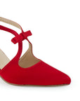 Zapatilla Rojo Dama Tacon Delgado Moño Puntal Stiletto Moda Mujer 4040744
