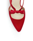 Zapatilla Rojo Dama Tacon Delgado Moño Puntal Stiletto Moda Mujer 4040744