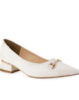 Zapatilla Beige Mujer Formal Tacon Bajo Herraje Moda Casual 4040751