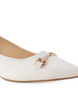 Zapatilla Beige Mujer Formal Tacon Bajo Herraje Moda Casual 4040751
