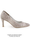Zapatilla Beige Mujer Tacon Elegante Stiletto Moda Puntal Formal 4040762