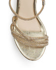 Zapatilla Oro Dama Elegante Brillos Tacón Descubierto Casual 4040793