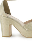Zapatilla Oro Dama Moda Casual Plataforma Tacon Mediano Mujer 4040804