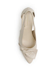 Zapatilla Beige Dama Tacon Delgado Puntal Fiesta Elegante 4040818