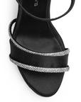Zapatilla Negro Plata Dama Elegante Tacon Delgado Brillos 4040832