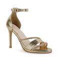 Zapatilla Oro Dama Elegante Tacon Delgado Brillos 4040837