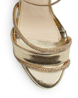 Zapatilla Oro Dama Elegante Tacon Delgado Brillos 4040837
