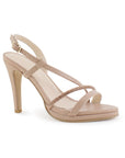 Zapatilla Maquillaje Oro Rosado Dama Tacon Delgado Tira Pedreria Fiesta 4040845