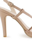 Zapatilla Maquillaje Oro Rosado Dama Tacon Delgado Tira Pedreria Fiesta 4040845