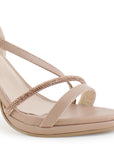 Zapatilla Maquillaje Oro Rosado Dama Tacon Delgado Tira Pedreria Fiesta 4040845