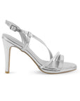 Zapatilla Plata Dama Tacon Delgado Tira Pedreria Fiesta 4040846