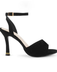 Zapatilla Negro Mujer Elegante Pulsera Tacon Delgado Descubierta 4040849